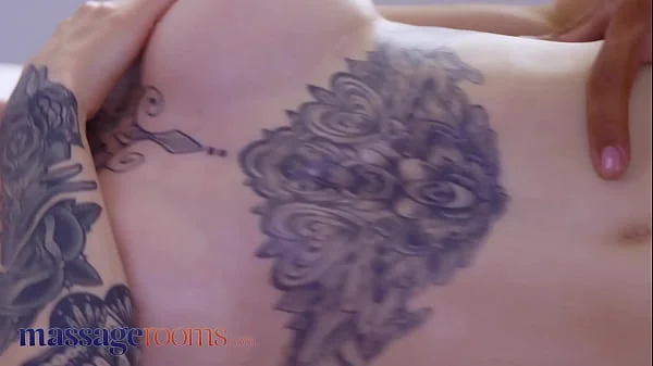 Massage Rooms Sexy Goth Dutch girl Esluna POV blowjob romantic hardcore sex and facial