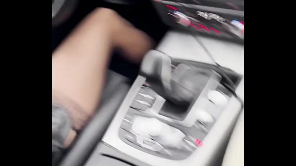 he really wants to get sucked in the car, so I stop to swallow his sperm