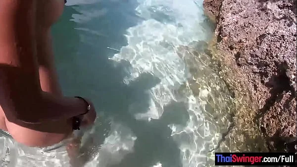 Thai amateur girlfriend horny sex on a deserted island in the middle of the ocean