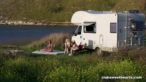 Teen lesbian outdoor yoga and sex