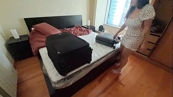 Wife hides in a travel and gets anal creampie from her husband's best friend