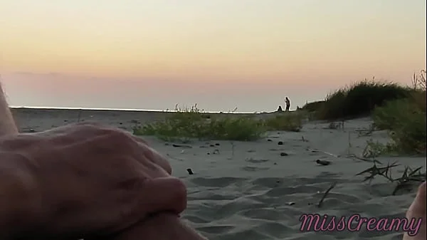 French teacher amateur handjob on public beach with cumshot Extreme sex in front of strangers - MissCreamy