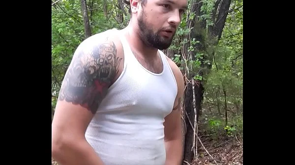 Huge cumshot outdoors