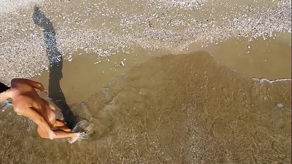 Drone exibitionism on Nudist beach