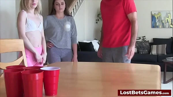 Strip Pong with the loser licking the winner's pussy