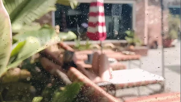 Kristi Love watched while naked poolside