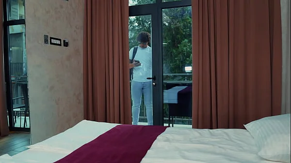 Sharing a bed in a hotel room with a hot milf
