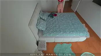 Naughty step son filmed sex with step mom in a shared bed for friend / Fuck with hot step mother