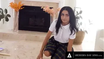 MODERN-DAY SINS - Horny Dude's Almost Caught By His Stepsis While Fucking Her Catholic Virgin Bestie