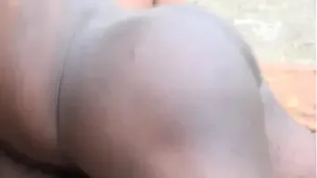 A sexy neighbor with a street guy caught having sex on the way to the construction site in the bush on african porn movies