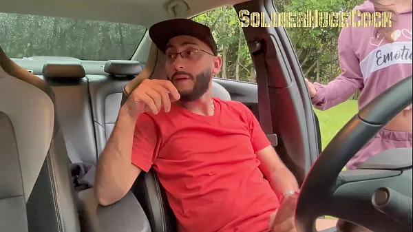 I'm making a personalized video and a girl catches me masturbating in the car... She decides to help me and sucks me off!