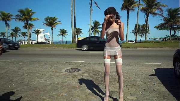 1.90m Japanese-Brazilian beauty, OB Honey almost naked on the street, then fucks 3 huge cocks (DAP, Anal, 0% pussy, huge gapes, ATM) OB358