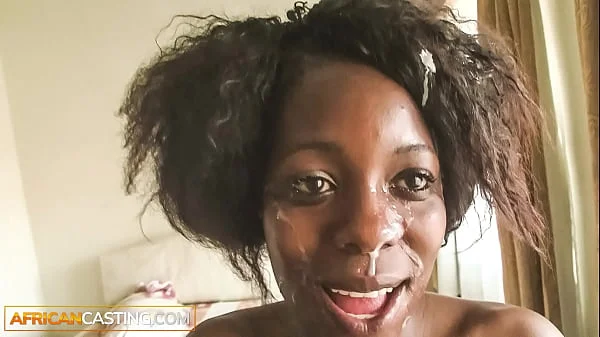 Real Black African Slut Nailed Tight Ass Gets Facial In Her Interracial Anal HArdcore Casting