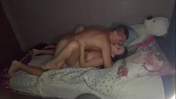 Real homemade amateur couple. I'm fucking an 18 year old beauty on the parents bed