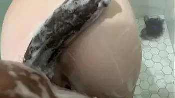 Stepsister shares shower with big dick stepbrother ! Why are you rubbing your dick playing on my ass like that