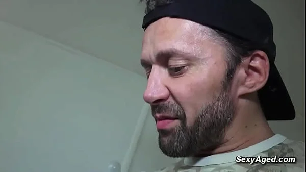 French housewife MILF fucks big cock janitor