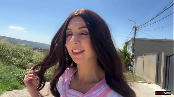 Cutie Katty West Gets Three Cocks In A Gangbang And Walks With Cum On Her Face