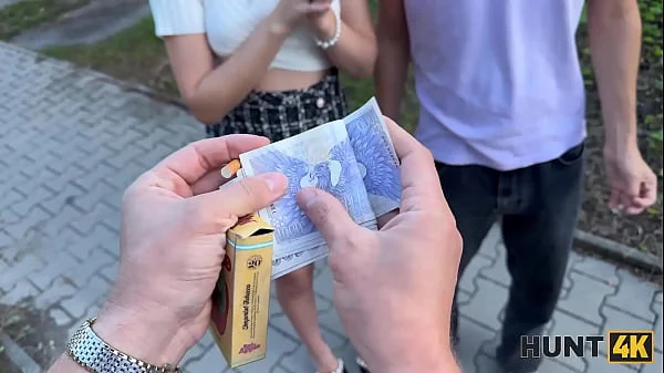 HUNT4K. Sweet Una Fairy is not too shy and showed her tits and pussy in public