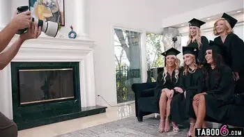 MILFs graduation party turns into an insane reverse gangbang party