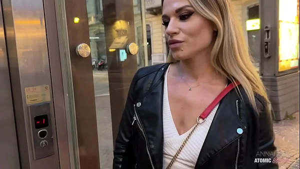 Risky Public Blowjob: Blonde Slut Swallows It All