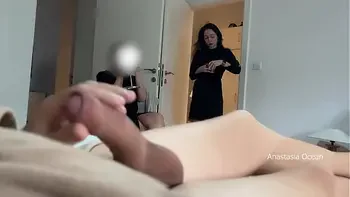 My step mom and I are getting ready for going out and my husband playing and showing off his cock.