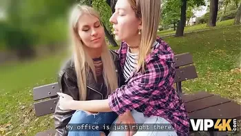 VIP4K. Naughty blonde lesbian didn’t see a problem to fuck on a job interview in front of her girlfriend