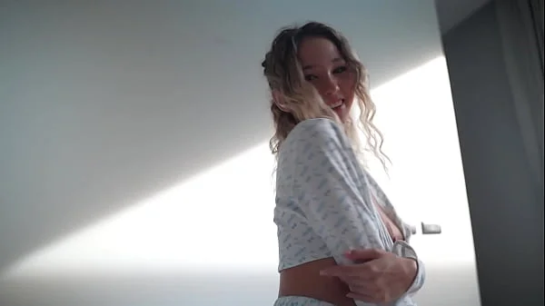 pov, with a hot modest blonde