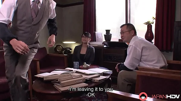Japanese office lady Nana Kunimi sucks cock in the office,uncensored.