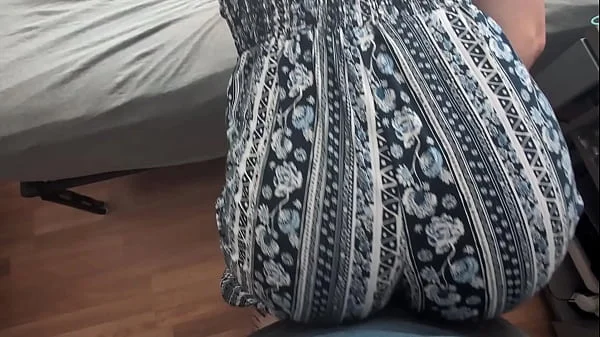 bouncing ass on his cock in clothes