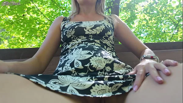 Remote controled vibrator in park - Sweet girl gets an orgasm