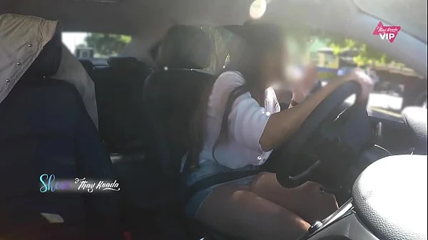 Hot wife without panties asking for directions and letting the stranger touch her