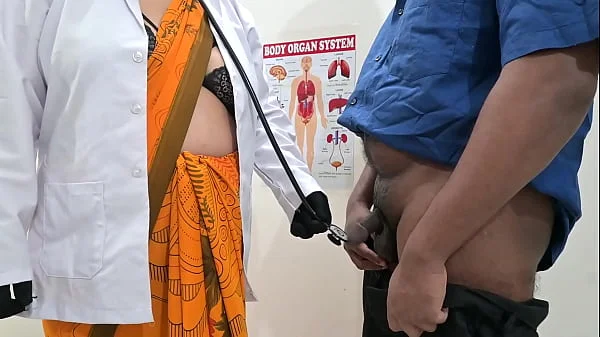 Sexy young doctor checking patients dick