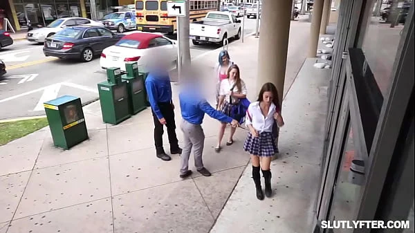 Fae Love on her knees sucking officer Rusty Nails and her stepbrother Elias Cash cocks