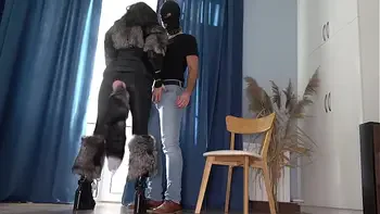 Sexy kitty plays with her sex slave. Femdom in fursuit. Furry fuck. Mistress in fur coat got fucked (Trailer)