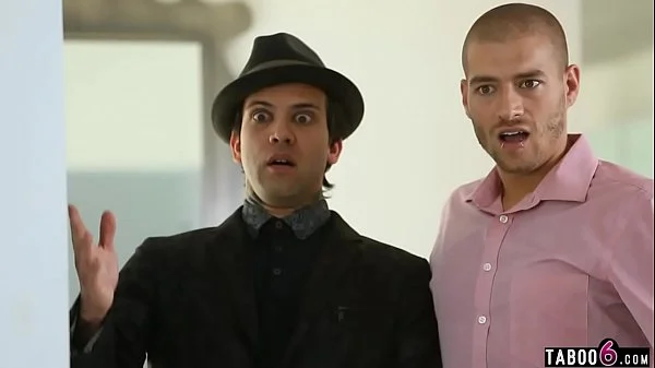 Stepbrothers DP fuck their new dumb MILF stepmom