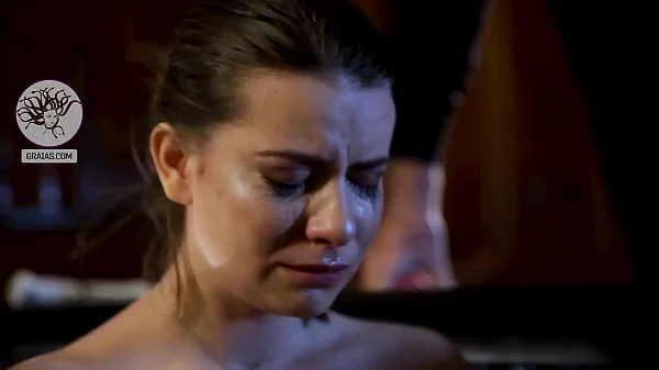 Breast twisting and ass whipping for crying girl