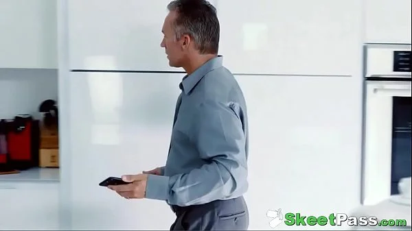 Employer Fucks Teen Babysitter's Hairy Pussy In The Kitchen