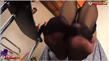Black Bbw In Stockings Handjob And Masturbation To A Dildo