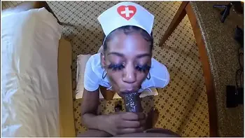 Petite Ebony Nurse Santana Knew How To Make Bbc Feel Better. Sloppy Blowjob!!!