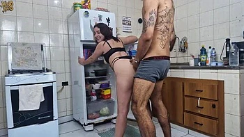 Quick Kitchen Floor Fuck - Amateur Latina Slut Gets Creampied By Big Cock