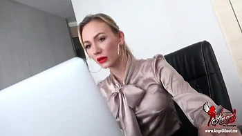 Angel The Dreamgirl Can't Stop Thinking About Satin Stockings Blowjob in Office