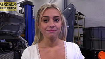 The hot girl has sex with a guy in the garage, showcasing her wild side.
