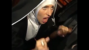Nasty Nun Andrea Nobili Sucks Two Cocks in Raunchy Italian Threesome