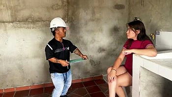 Petite Latina StepMom Gets Huge Cock From Young Engineer During Home Inspection - Pregnant Doggy Style Fuck