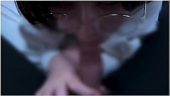 A Girl With Glasses Who Gives A Cleaning Blowjob Until She Gets Smaller After Pulling Out