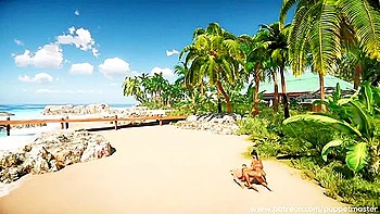 Three Beautiful Girl With Futa-dicks Fucks On The Beach