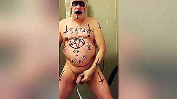 Satan slave takes a Satan enema/scat session