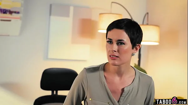 Personal assistant Rebecca Vanguard fucks her boss husband in the office