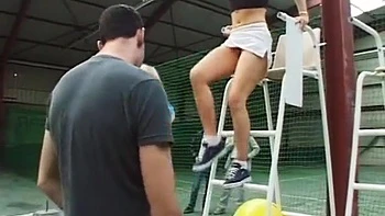 French Babes Riding Dick On The Tennis Court With Sophie Roche, Tiffany Hopkins And Adrianna Laurenti