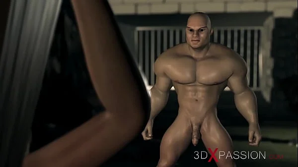 Hard fuck in the dungeon! Big guy plays with a sexy horny blonde